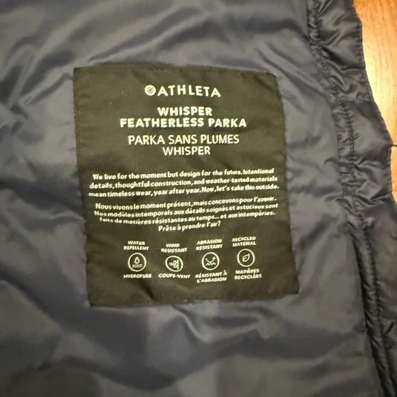 Athleta Navy Whisper Featherless Quilted Parka Jacket (Size XXS) - Picture 4 of 7